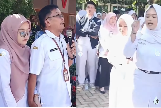 Viral Video Guru Gandengan Tangan Hadapi Demo Siswa